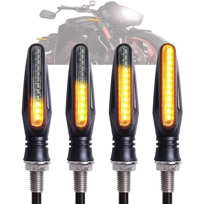Clignotants LED Moto 12V - Lot De 4, Mode Séquentiel Flowing, étanches, 12 LED Ultra-brillantes, Pour Moto, Scooter, Quad
