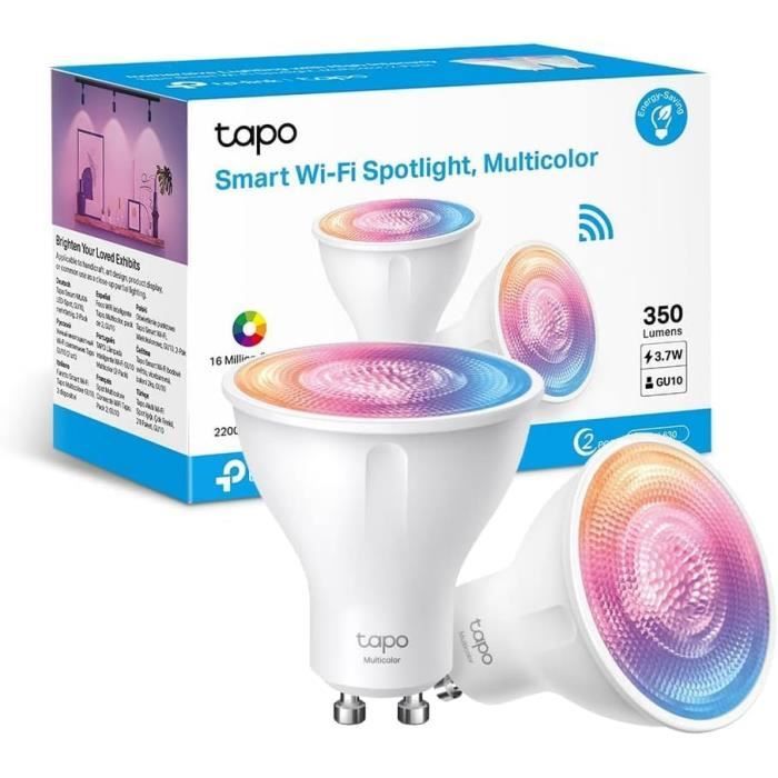 Lot de 2 ampoules LED connectées GU10 choix de couleurs RVB CCT