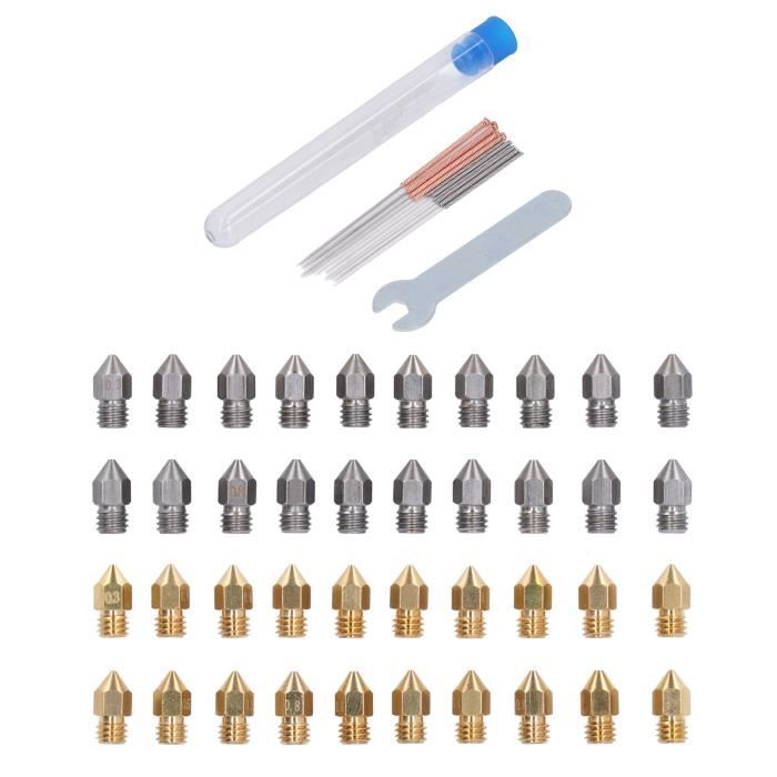 20 Buses D'Imprimante 3D En Laiton – Diamètres 0.2, 0.4, 0.6, 0.8, 1.0 Mm – Compatible FDM 20 Buses D'Imprimante 3D En Laiton – Diamètres 0.2, 0.4, 0.6, 0.8, 1.0 Mm – Compatible FDM