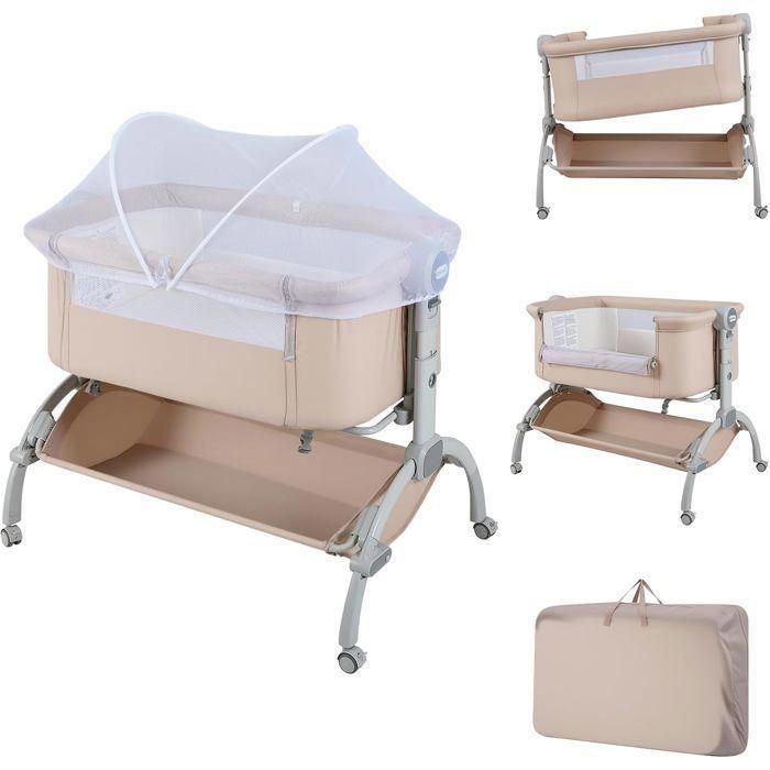 COSTWAY Lit Cododo Bébé Matelas,Verrou Bidirectionnel 4 Roues