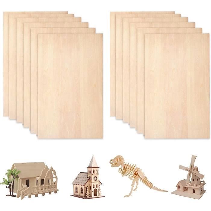 Plaques De Bois De Balsa - Lot De 12 - 100x200x1.5 Mm - Contreplaqué Brut Pour Modélisme Et Bricolage - 3