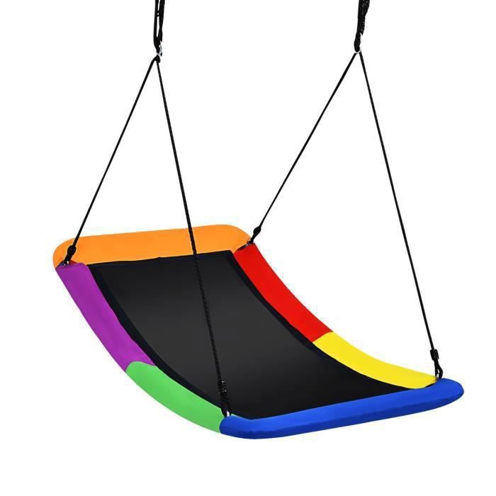 Balançoire Extérieur Enfant Rectangulaire - DREAMADE - Hauteur Réglable - 2 Sangles de Suspension Réglables - Charge 150KG - Coloré