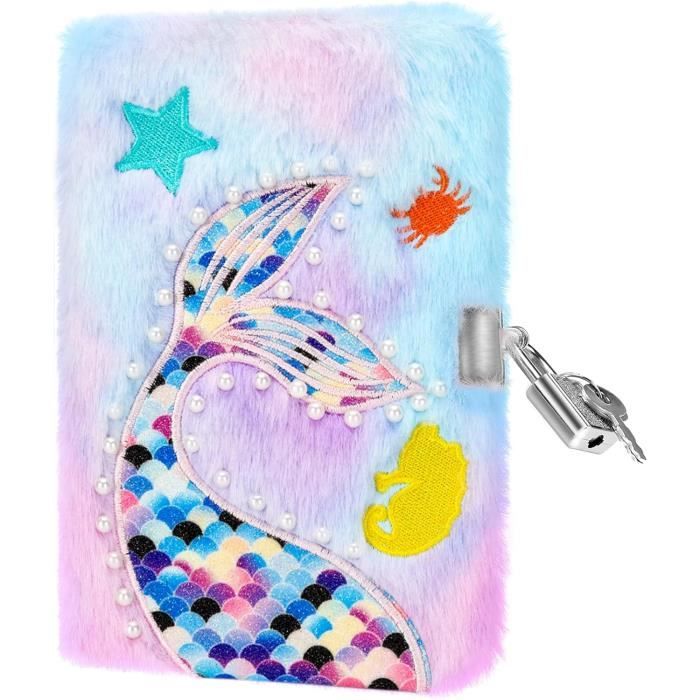 Journal Intime A5 Fille Avec Cadenas - Peluche Chat + Stylo Pompon + 10 Stickers + Trousse - Cadeau Anniversaire