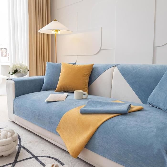 adadvo Housse D'appui-tête De Canapé Antidérapante Et Imperméable, Housse De Protection Accoudoir De Canapé en Forme De L(X9,3 Seater 5PCS_89 X 46 CM