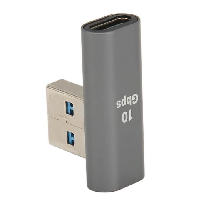 Adaptateur USB Type-C Femelle Vers USB-A Mâle - Aluminium, Version 3.1 - Longueur 15mm - Neuf Avec Câble
