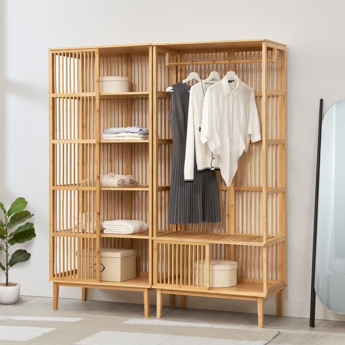 Portant Vemb et étagère Trundholm bambou 185 x 160 x 45 cm naturel