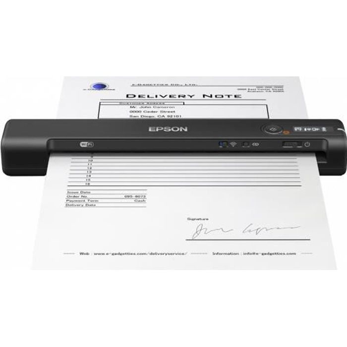 EPSON Scanner à alimentation feuille à feuille Epson WorkForce ES-60W - Résolution Optique 600 dpi - Couleur 16 bit - USB