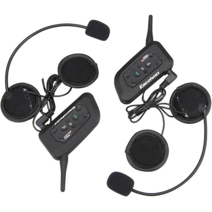 Excelvan V6 Interphone Moto Bluetooth Lot de 2 Intercom Haut