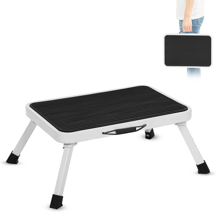 FISHTEC Marchepied pliant acier - Supporte 150 kg large marche (37 8x26 cm) pieds caoutchouc poignée. Pliable et sécurisé.