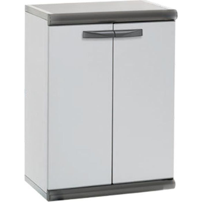 Armoire Basse de Jardin Résine Sintra 2 Gardiun 62,5x39x84 cm Gris 2 Portes Cdiscount Maison