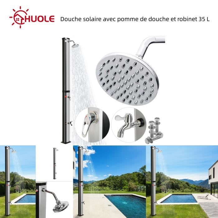 Douche solaire d'extérieur réservoir 35L pression max. 3,5 bar noir