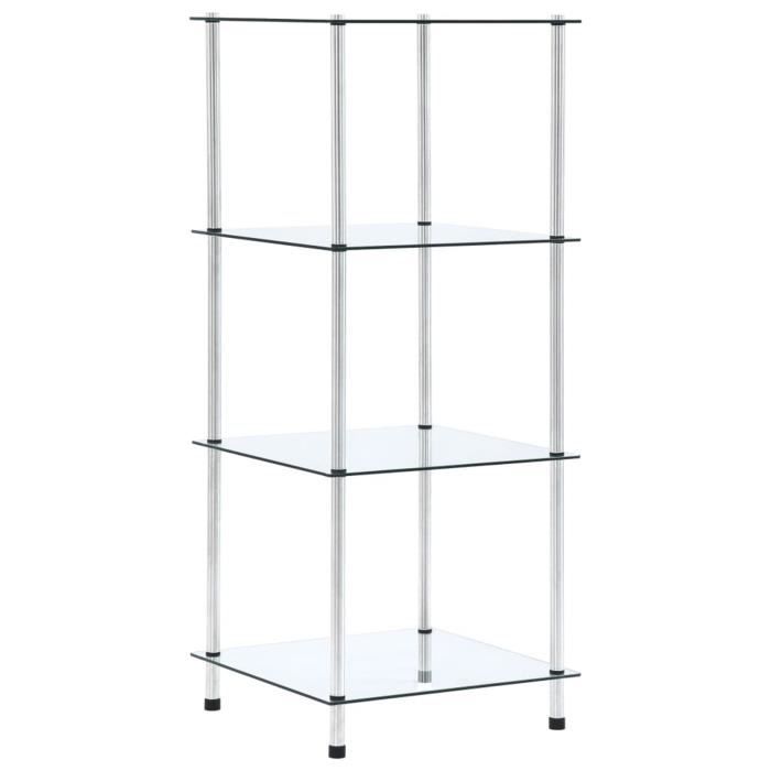 Étagère à 4 niveaux Transparent 40x40x100 cm Verre trempé Étagère à 4 niveaux Transparent 40x40x100 cm Verre trempé