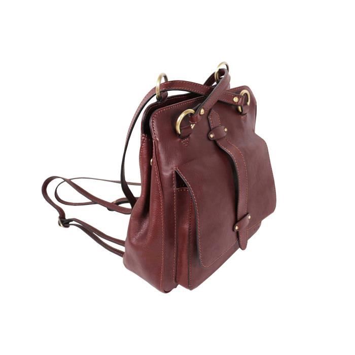 KATANA sac a main convertible sac a dos femme en cuir ref 32605 marron 3 coul.disp