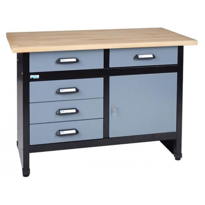 Kupper Etabli 1 Porte Et 5 Tiroirs L 120 Cm Gris 12046 Achat