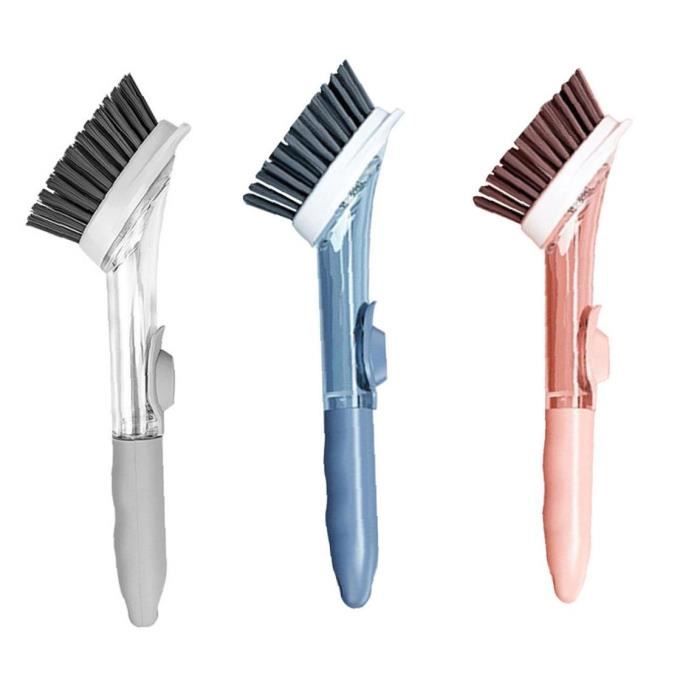 Lot De 2 Brosses à Récurer Multi-usages - Nylon Et Plastique - Couleurs Assorties - Pour Cuisine Et Salle De Bain