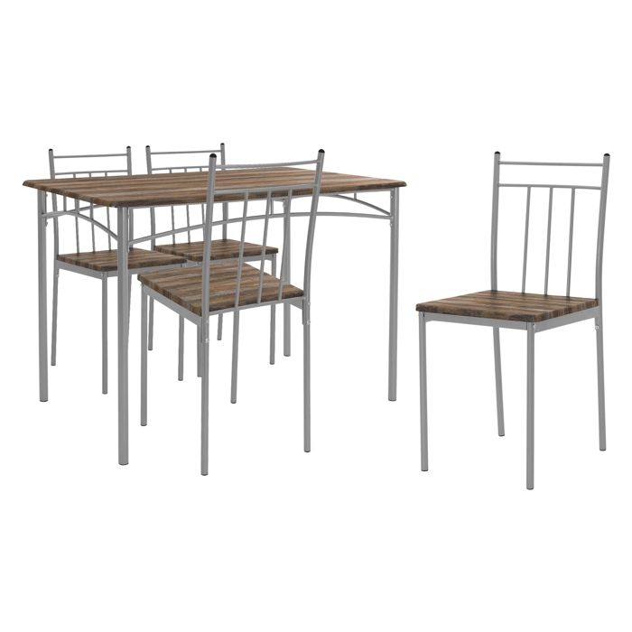 ML-Design Table de Salle à Manger avec 4 Chaises Bois Flotté Set de 5 Pièces MDF Laminé Pieds en Métal Matériel de Montage inclus ML-Design Table de Salle à Manger avec 4 Chaises Bois Flotté Set de 5 Pièces MDF Laminé Pieds en Métal Matériel de Montage inclus