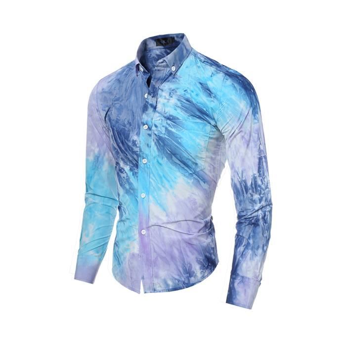 Chemise Homme Color Block Fashion Casual Chic Manches Longues Selectionl Haute Qualite Shirt 7524146 Bleu Achat Vente Chemise Chemisette Cdiscount