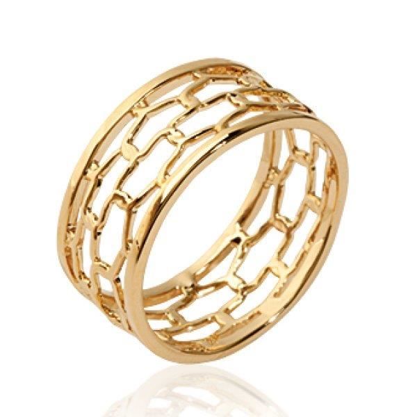 Bague Anneau Femme Plaque Or Jaune 18 Carats Tube Jonc Filet
