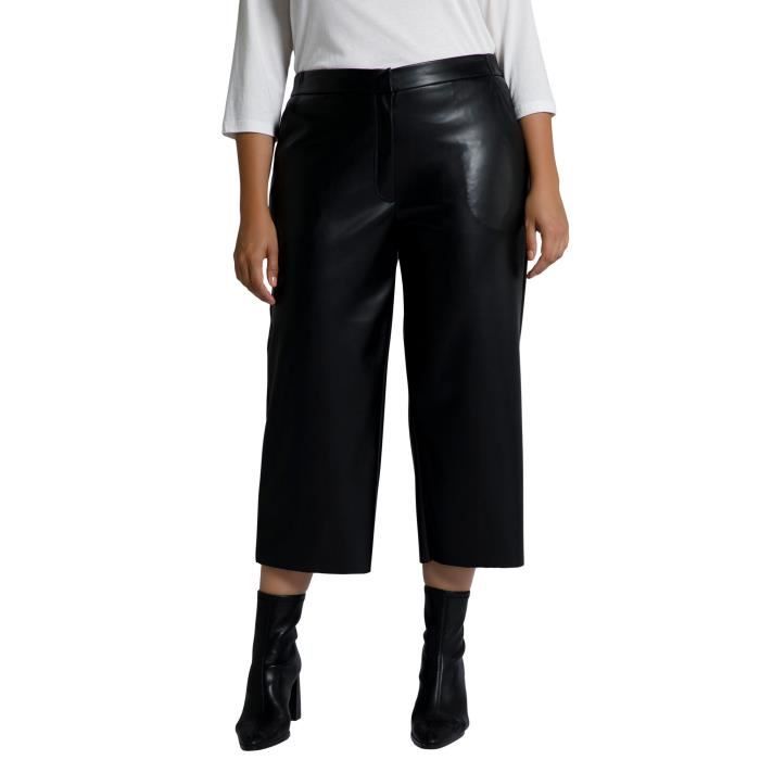 ULLA POPKEN Jupe culotte similicuir droite bas bord franc noir Noir Cdiscount Pret a Porter