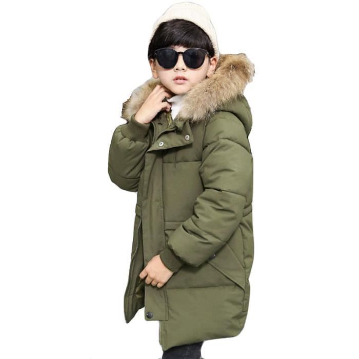 Doudoune garçon de Marque luxe couleur unie de doudoune col fourrure en  long Épais chaud à capuche blouson Vert - Cdiscount Prêt-à-Porter