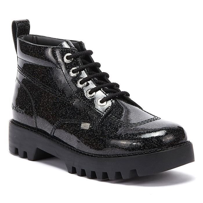 Bottes Kickers Hohigh Pour Femme - Dessus En Cuir, Semelle Caoutchouc, Talon Plat, Style Décontracté