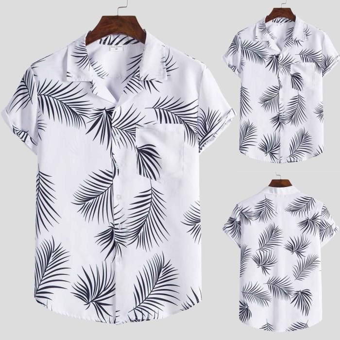 T-shirt chemisier hawaïen à manches courtes et pour blanche5093