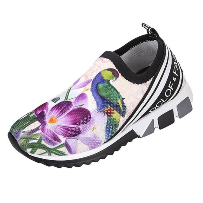 Basket Femme Femmes Loisirs Mode Grande Taille Fleur Maille Sport Pourpre Pourpre - Cdiscount 