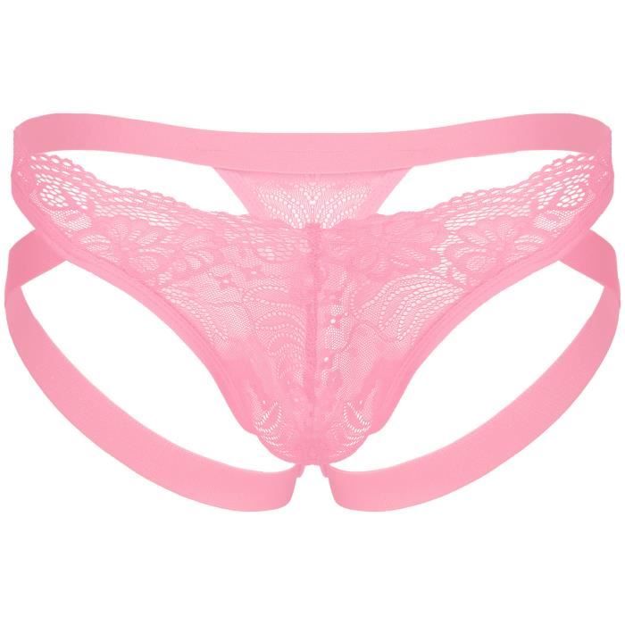 Culotte String Homme T-Back Dentelle Ultra Mince - Taille Unique - Polyester - Neuve Avec Étiquettes