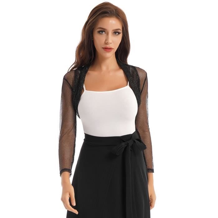 Boléro Femme Manches Longues Chico’s - Taille 1 - Noir - 64% Polyester - Occasion Très Bon État