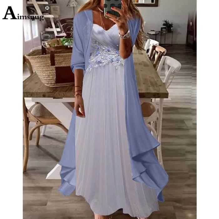 Robe Robe Maxi Elegante pour Femme Tenue a Demi Manches Style Boheme Imprime Floral Vintage Plissee Longue et Droite Bleu clair Blanc Cdiscount Pret a Porter