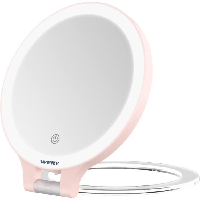 Miroir de Maquillage Grossissant, Miroir Grossissant 5x Miroir de Vanité Portatif, pour Voyage Suspendu Maison Pliant