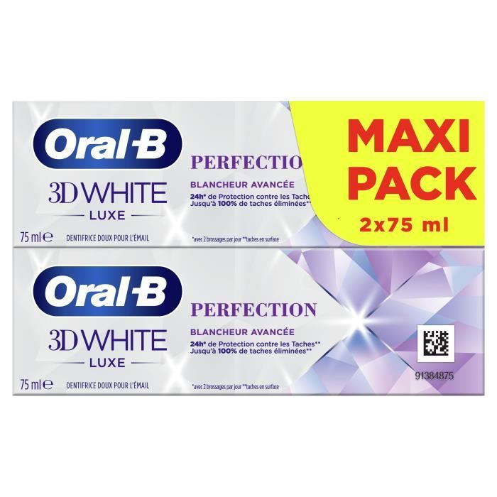 ORAL B Oral-B Dentifrice Blancheur 3D White Luxe Perfection Lot de 2 x 75ml