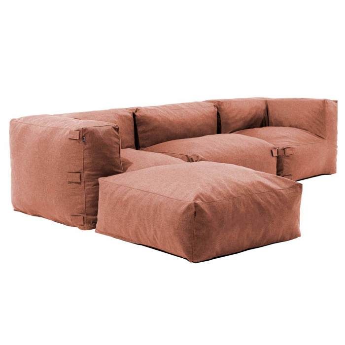 Canapé dangle de jardin modulable 4 places terracotta Mixi Oviala