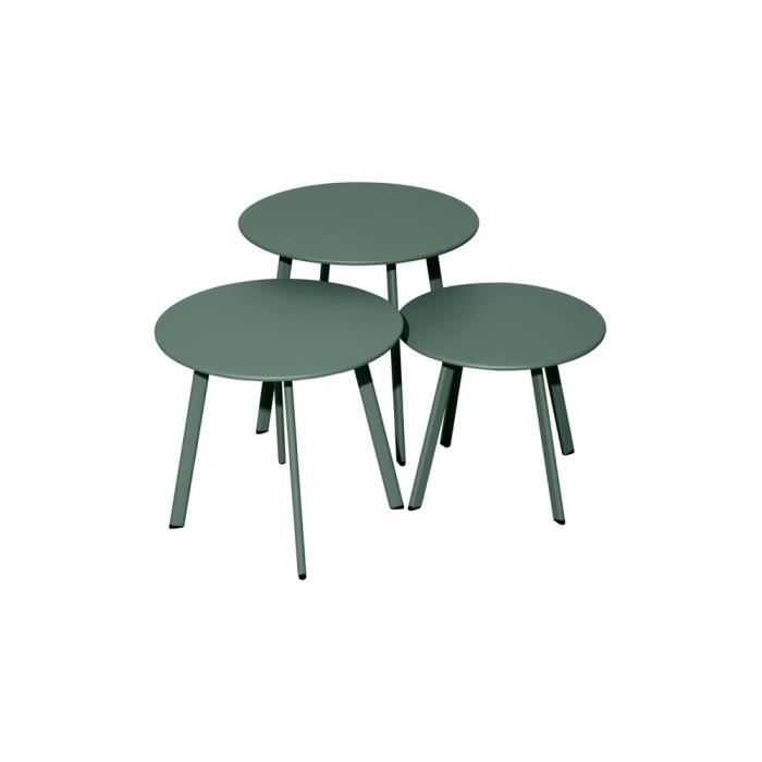 table basse de jardin massaï en acier époxy vert - ø 45 cm