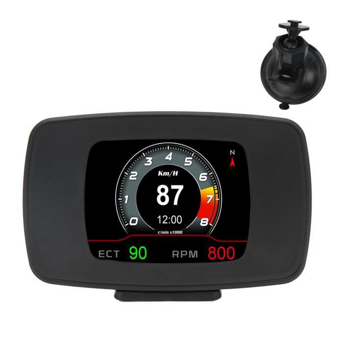 Qiilu Affichage tête haute HUD Afficheur de compteur de vitesse OBDII HUD Affichage tête haute