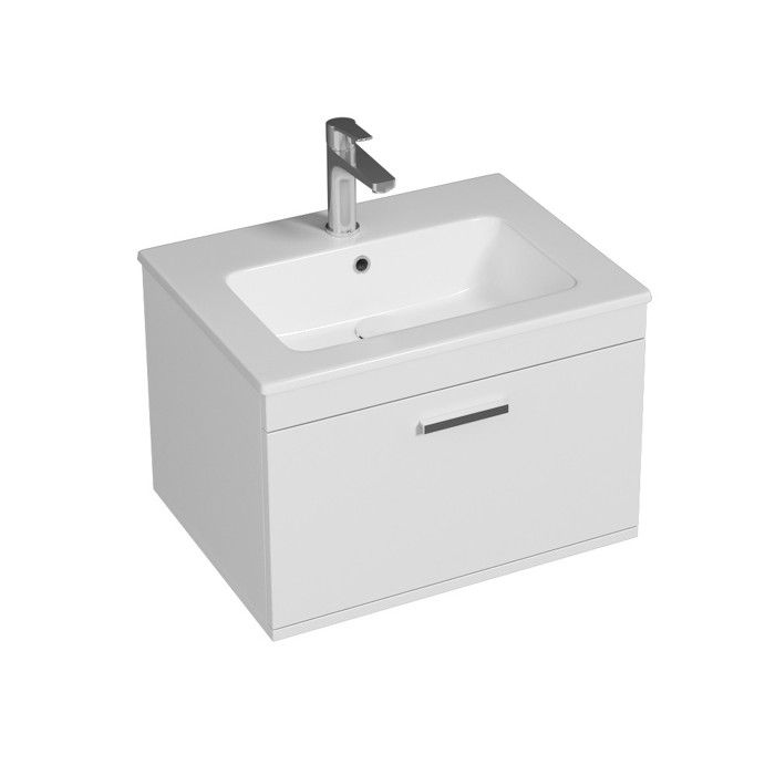 Meuble salle de bain design simple vasque FORTINA largeur 60 cm, blanc