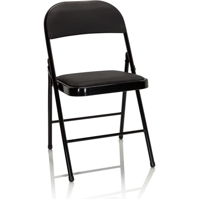 Chaise Pliante Rembourrée Noire Diva Home - Tabouret Haut Dossier, Design Moderne, Pour Cuisine Ou Bar