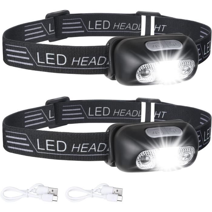 Lampe Frontale Rechargeable Puissante, 8 Modes Torche Frontale LED 2200lux Lumière Blanche et