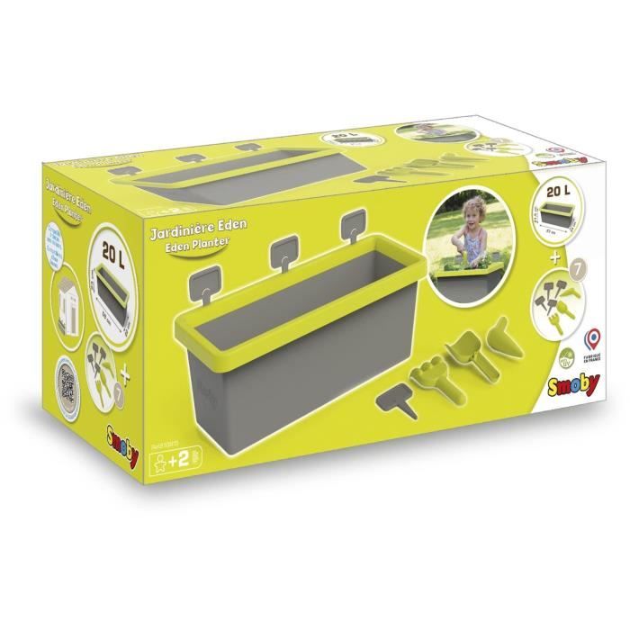Jardinière Smoby Eden garnie 20L avec accessoires de jardinage et écriteaux