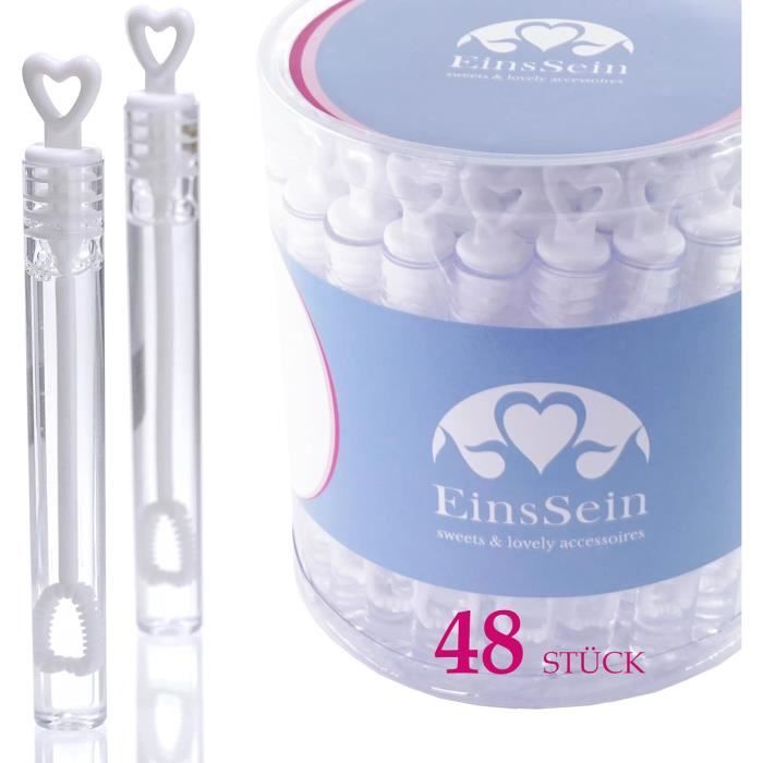 EinsSein 48x Bulles de Savon Mariage gâteau Box Blanc Bulle pour Flacon