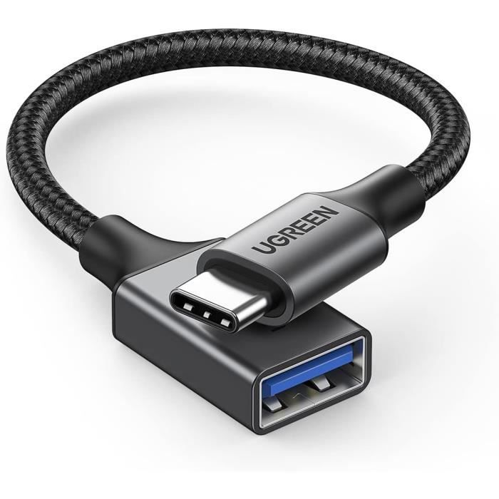 Adaptateur USB C vers USB 3.0 5Gbps OTG Cable Type C Male vers USB A Femelle Nylon Tressé Aluminium Compatible avec[S24]