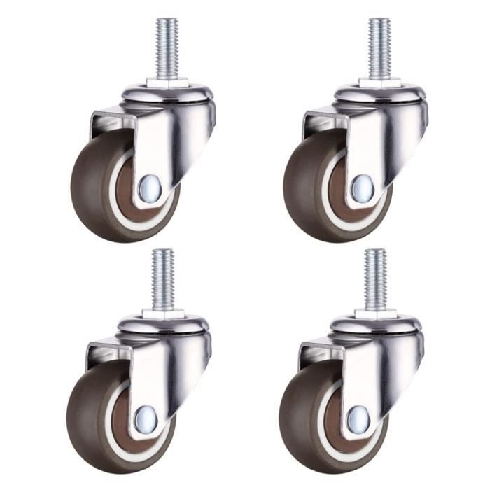 Hsthe Sea Lot De 4 Roulettes Pivotantes 25 Mm Caoutchouc – Charge 40 Kg, Silencieuses & Sans Frein, Pour Meubles, Chariots & Étagères