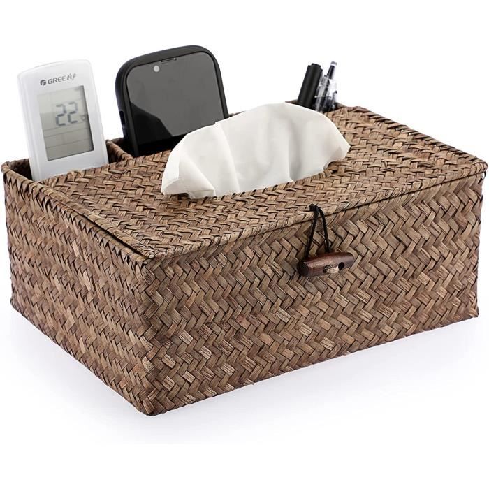 Boîte à Mouchoirs En Bois Carrée Style Rétro - Distributeur De Papier Tissu - Dimensions Intérieures 13.5x13.5x10 Cm - Brun