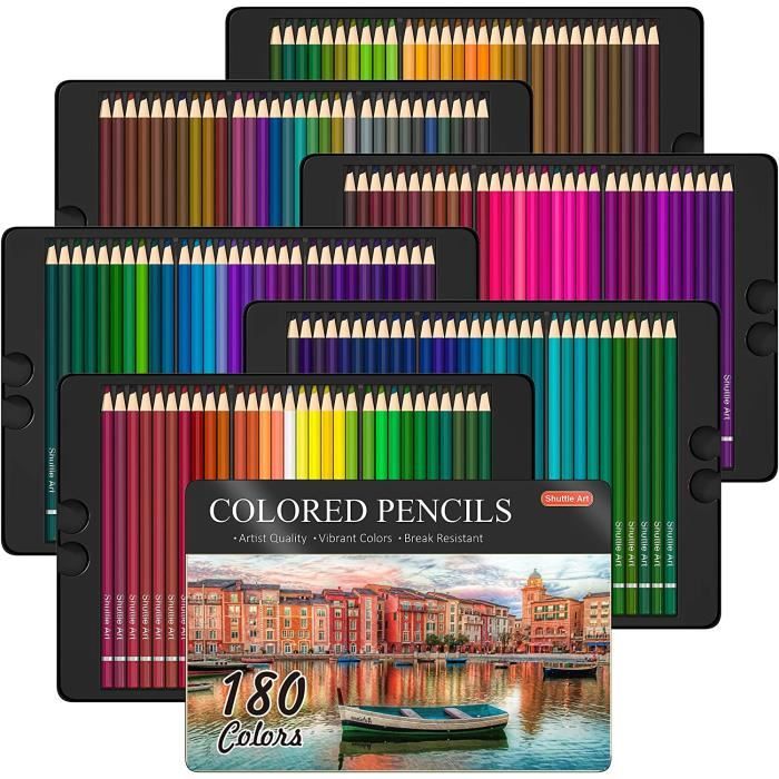 180 Crayons de Couleur Professionnels, Shuttle Art Set de Crayons de
