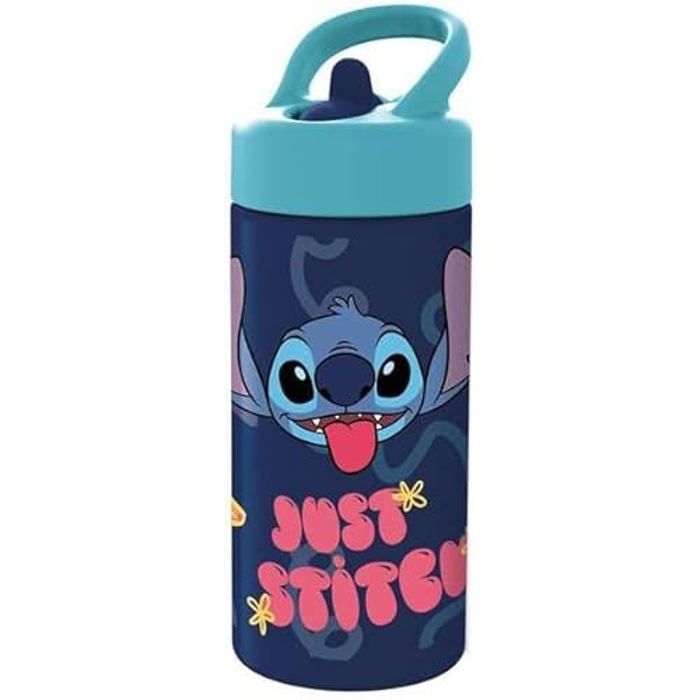 Stitch Palms Gourde de sport avec paille et poignée intégrée 410 ml bleu/lilas Estándar Décontractée