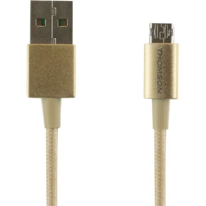 THOMSON Câble USB / micro USB réversible - Doré