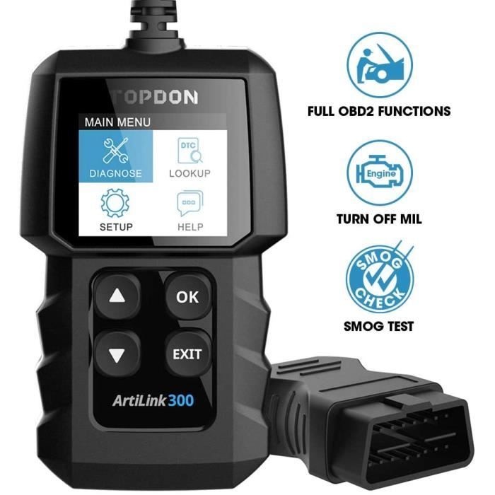 TOPDON AL300 Lecteur de Code OBD2 Scanner Auto Valise de Diagnostic avec Fonctions OBD2 complètes en Français