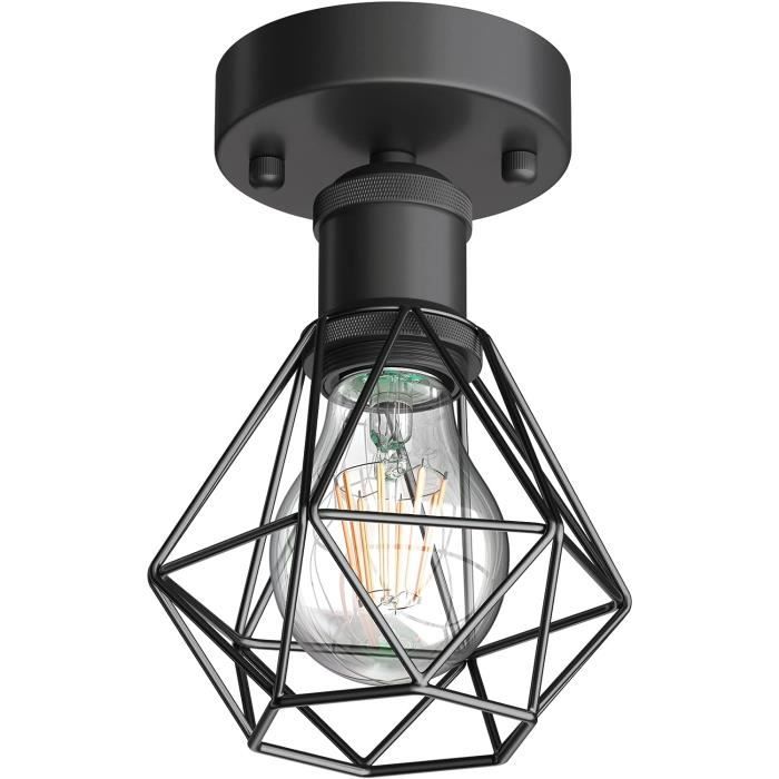 Abat-jour Vintage Cage Métal Cuivre Brossé - Suspension Industrielle 25x15 Cm Pour Loft Et Salle à Manger