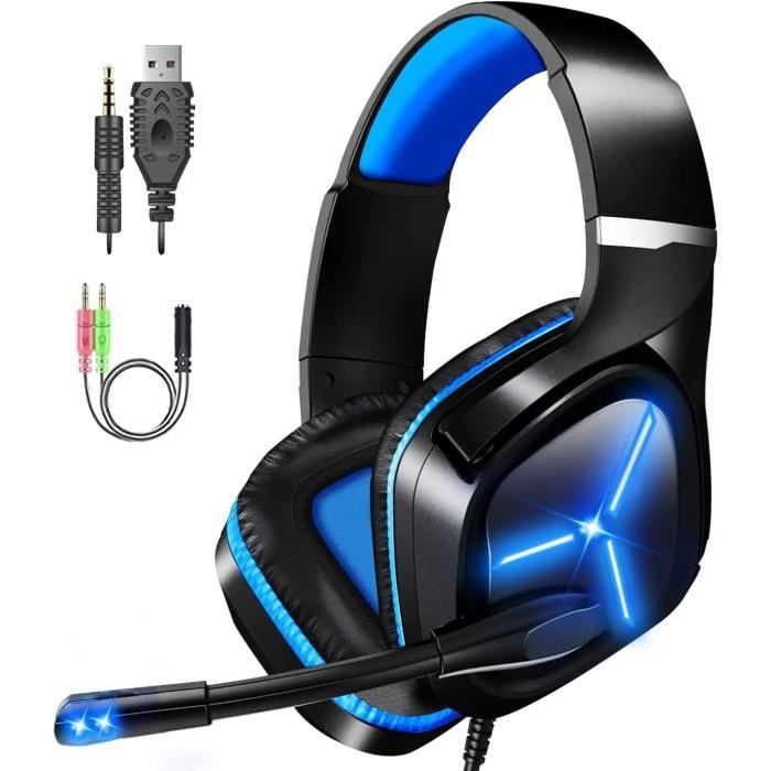 Micro Casque Gaming Ps4, Casque Gaming Switch Avec Micro Anti Bruit Casque  Gamer Xbox One Filaire Led Lampe Stéréo Bass Micro[J248] - Cdiscount  Informatique