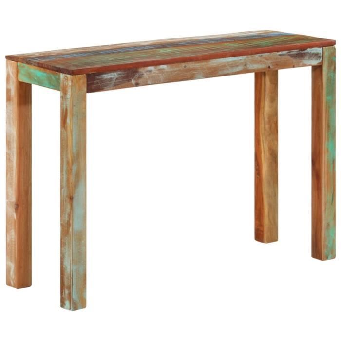 table console en bois massif de récupération - vidaxl - 110x35x76 cm - style campagne